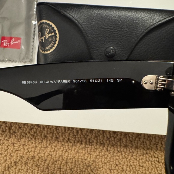 Ray-Ban Mega Wayfarer Polarized Black Sunglasses- Unisex - Picture 2 of 3